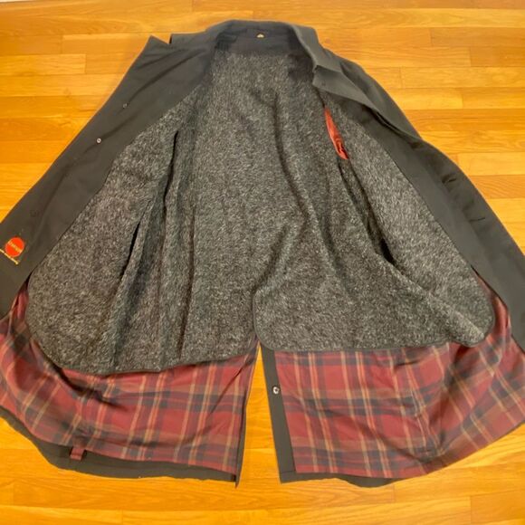 Men's Vintage Koratron Scotchgard Black Trench Rain Over Coat - with Liner - 42R - Picture 5 of 5